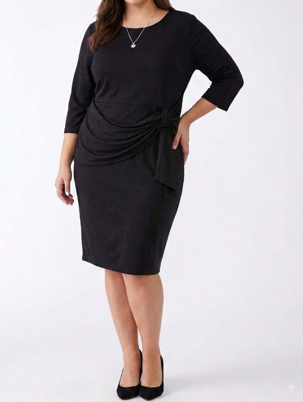 Kim Curvy Midi Black Plus Size 24 Sheath Dress